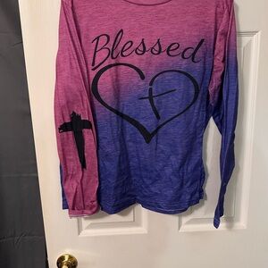 Blessed Long Sleeve Shirt - Pink and Blue